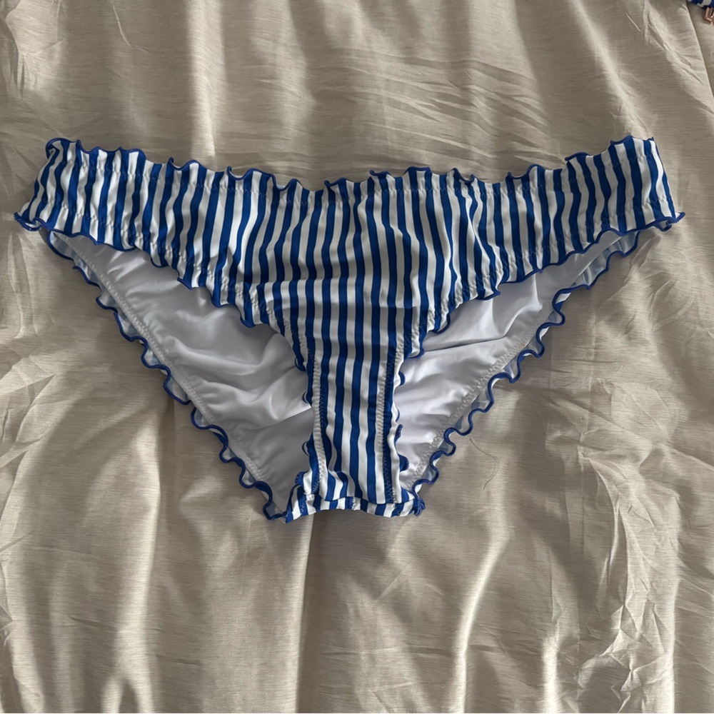 Blue and White Striped Bikini Bottom